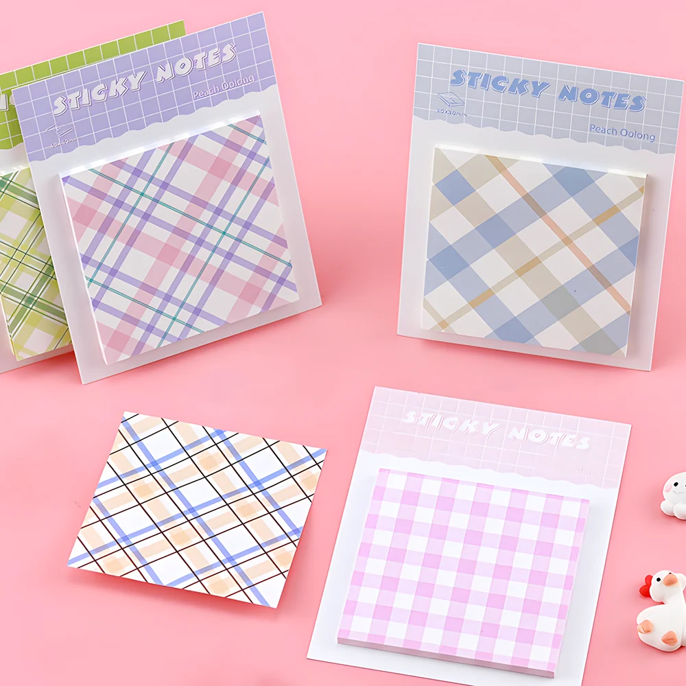 Coreano carino Plaid griglia Sticky Notes Memo Pad Fancy Planner Post Paper notepad donna ragazza Journal cancelleria indice Tab Checklist