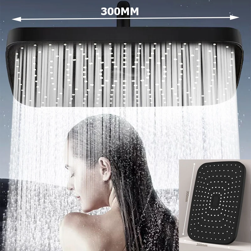 New 12inch 30CM Big Panel Top Rain Large Flow Rainfall High Pressure Shower Head Water Saving Shower Faucet Bathroom Accessories