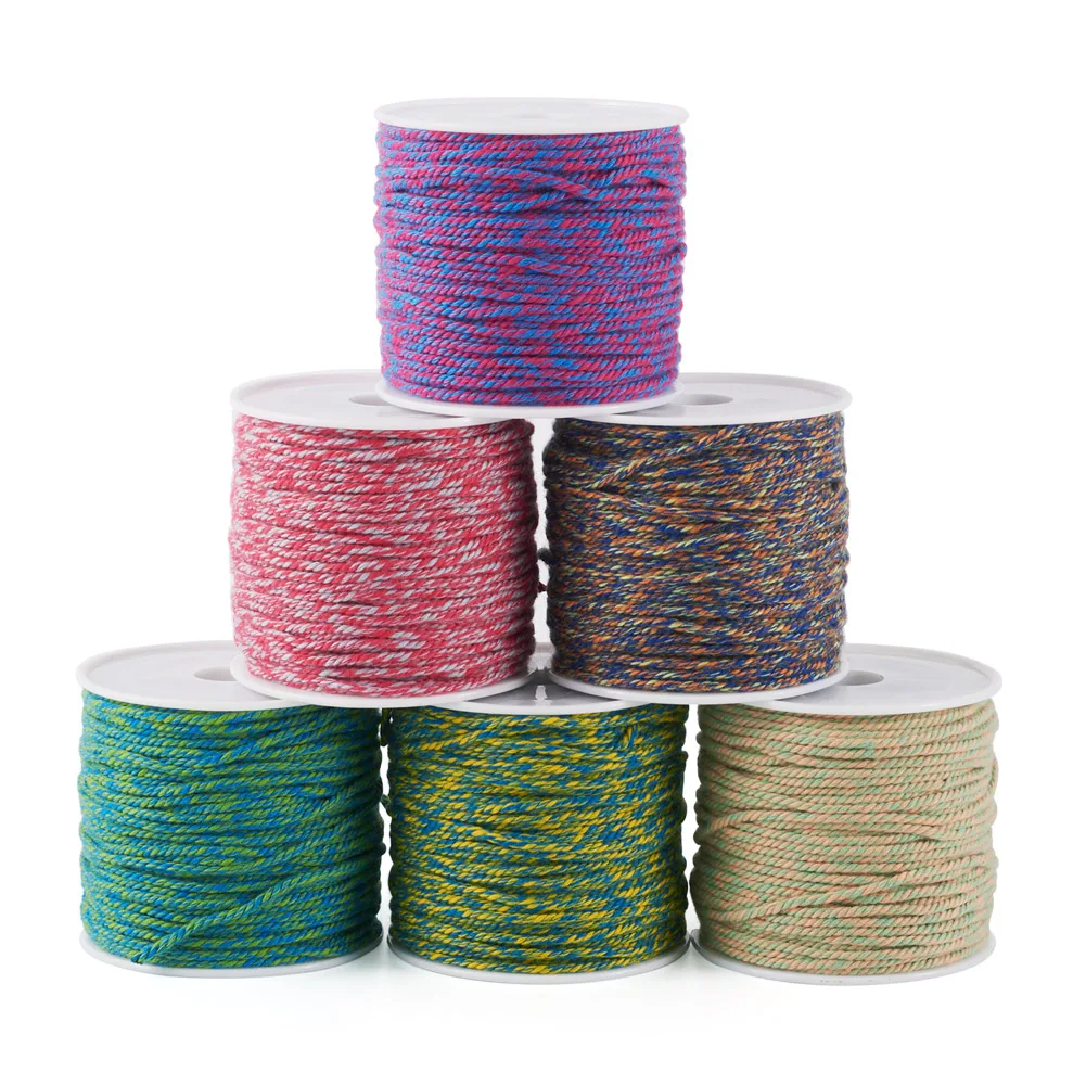 

6 Rolls 1.2MM Twisted Cotton Braid Thread Rope Mixed Color For Bracelet Necklace DIY Gift Wrapping Craft Home Decoration Gifts