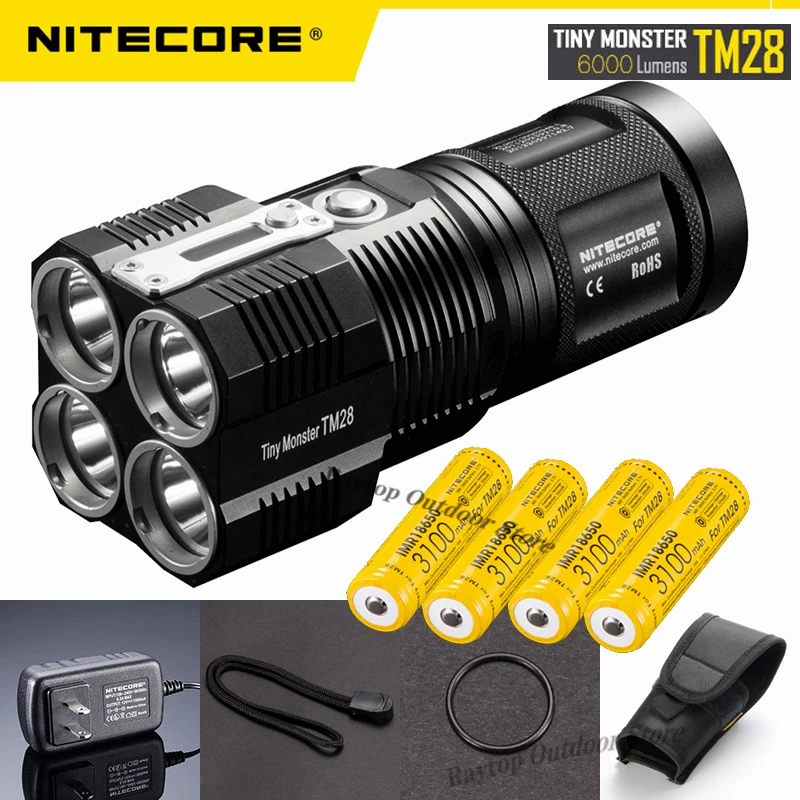 

NITECORE TM28 Outdoor Fashlight 4* XHP35 HI LEDs max 6000 lumen 8 work modes beam throw 655 meter Rechargeable torch searchlight