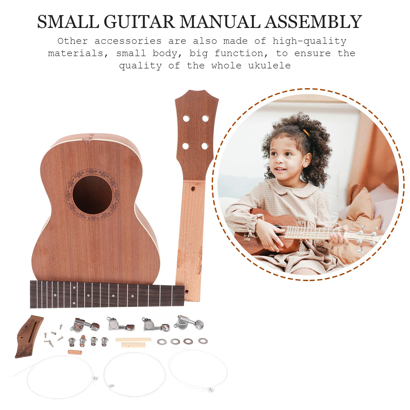 

Ukulele Kit Semi Craft DIY Material Small Guitar Strings Concert Electroacoustic Kids Toddler Free Shipping Polished Surface