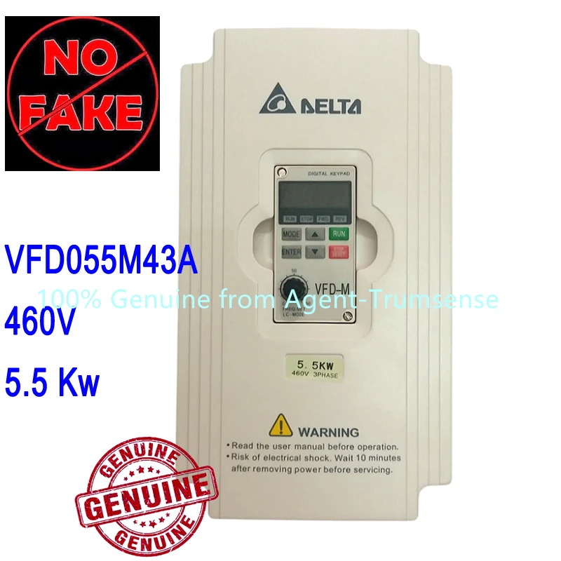 

Delta Inverter 5.5 KW VFD055M43A 3 Phase 380V to 460V Rated 13A 100% New 5500W VFD Series Invertor Variable Speed AC Motor Drive