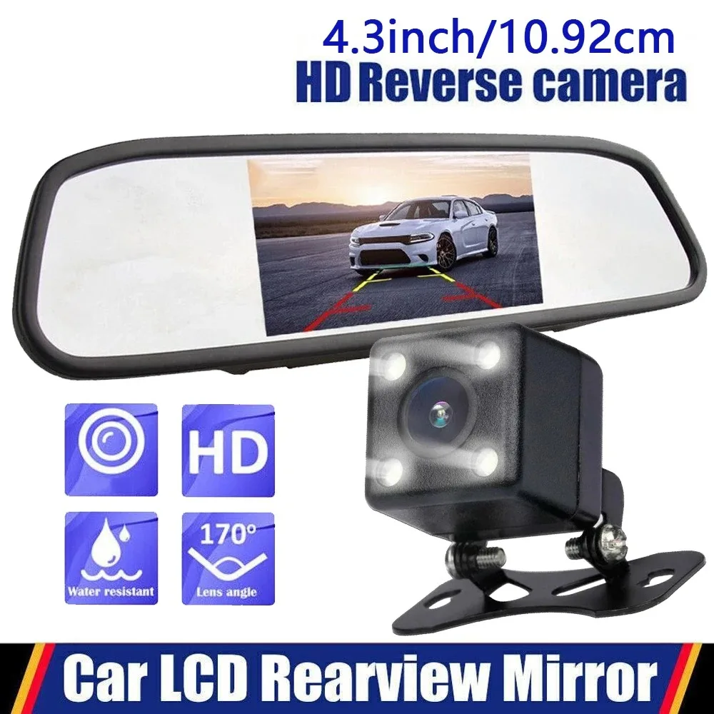 

QueenDer HD Reversing Camera & 4.3'' Display Monitor Night Vision Reverse Backup Camera Parking Assistance - Full Set