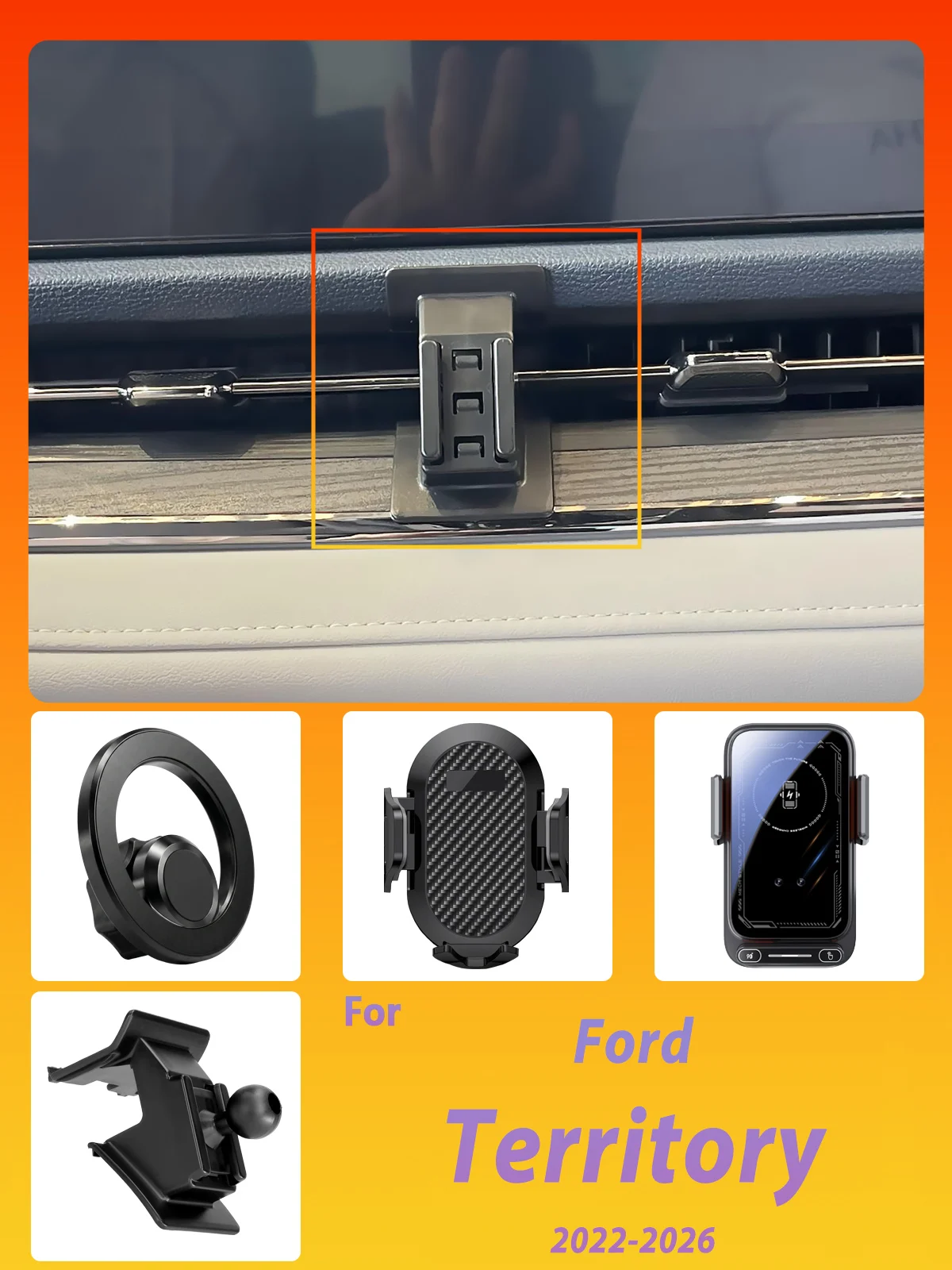 Entwickelt für Ford Territory 2022-2025 2026 Handyhalterung Auto Magnetische Halterung Smart-Sensing Kabelloses Laden Ein-Tasten-Freigabe – Detail 1