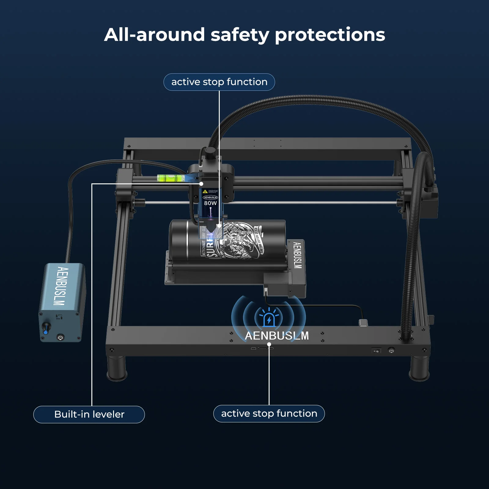 AENBUSLM CNC Laser Engraver With Wifi Offline Control 80W 450nm Blue Light Laser Engraving Cutting Machine DIY Woodworking Laser