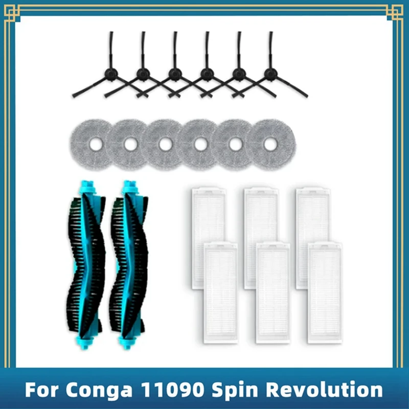 

Аксессуары для робота-пылесоса Cecotec Conga 11090 Spin Revolution, основная боковая щетка, фильтр НЕРА, насадка на швабру