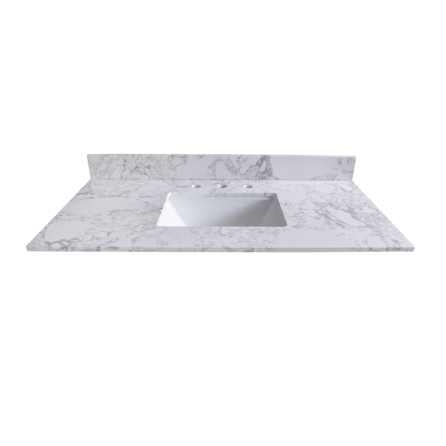 

Montary carrara white engineered stone vanity top side backsplash