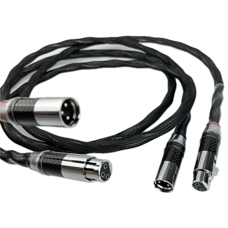 Hi-end XLR kabel zbalansowany srebro wzmacniacza HiFi interkonekt Audio wtyczka z włókna węglowego 16AWG