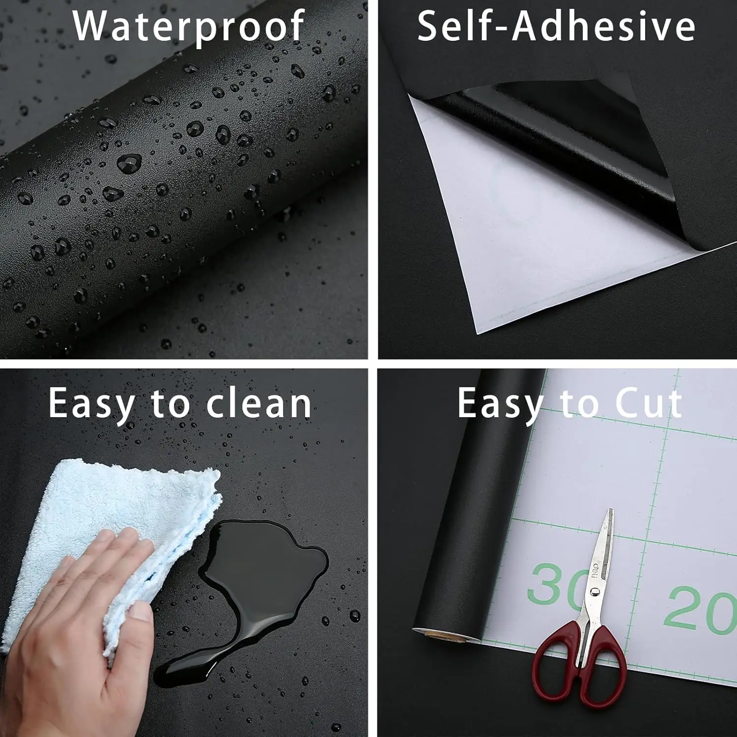 Black White 3D PVC Self Adhesive Vinyl Wallpaper Stickers for Kitchen Cabinets Living Room Wall Furniture Home Decor