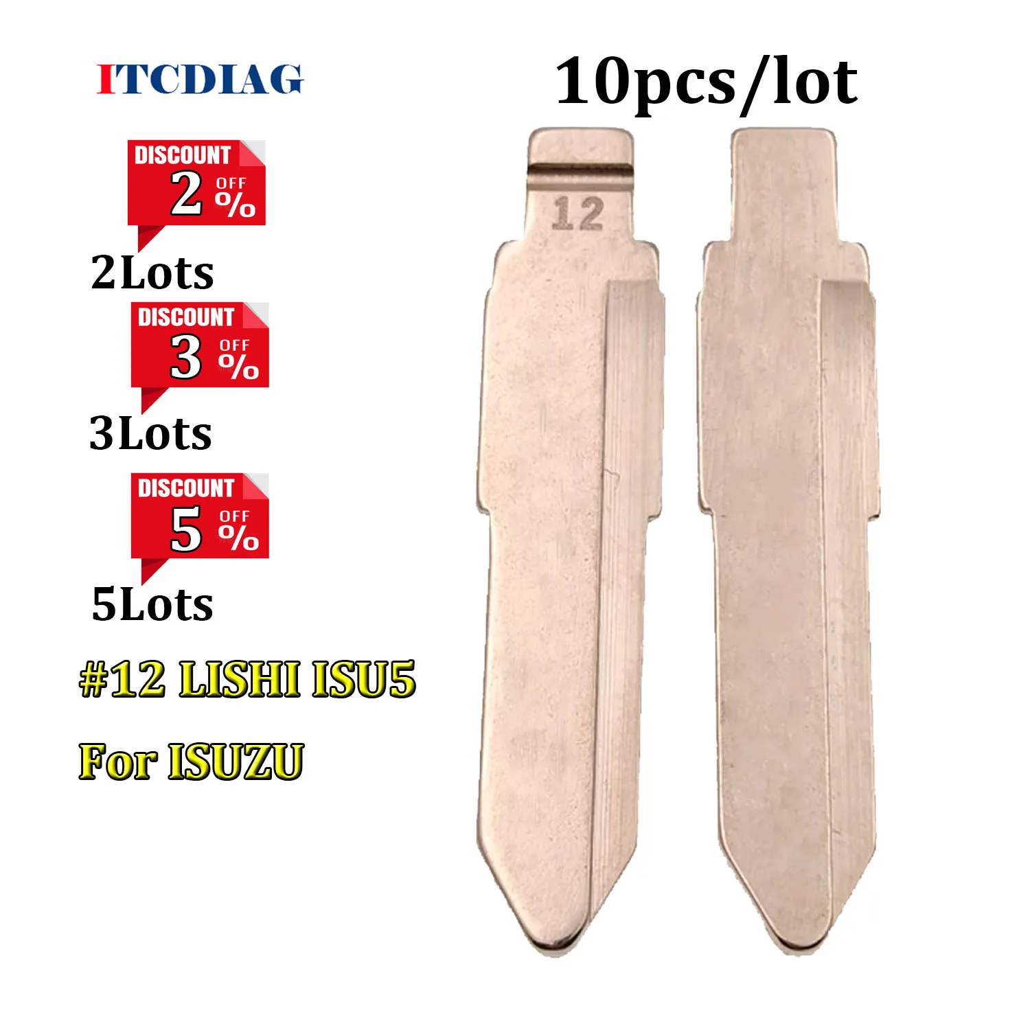 

10pcs/lot 12 #12 LISHI ISU5 For ISUZU Metal Blank Uncut Flip KD VVDI JMD Remote Car Key Remote Key Blade Blank