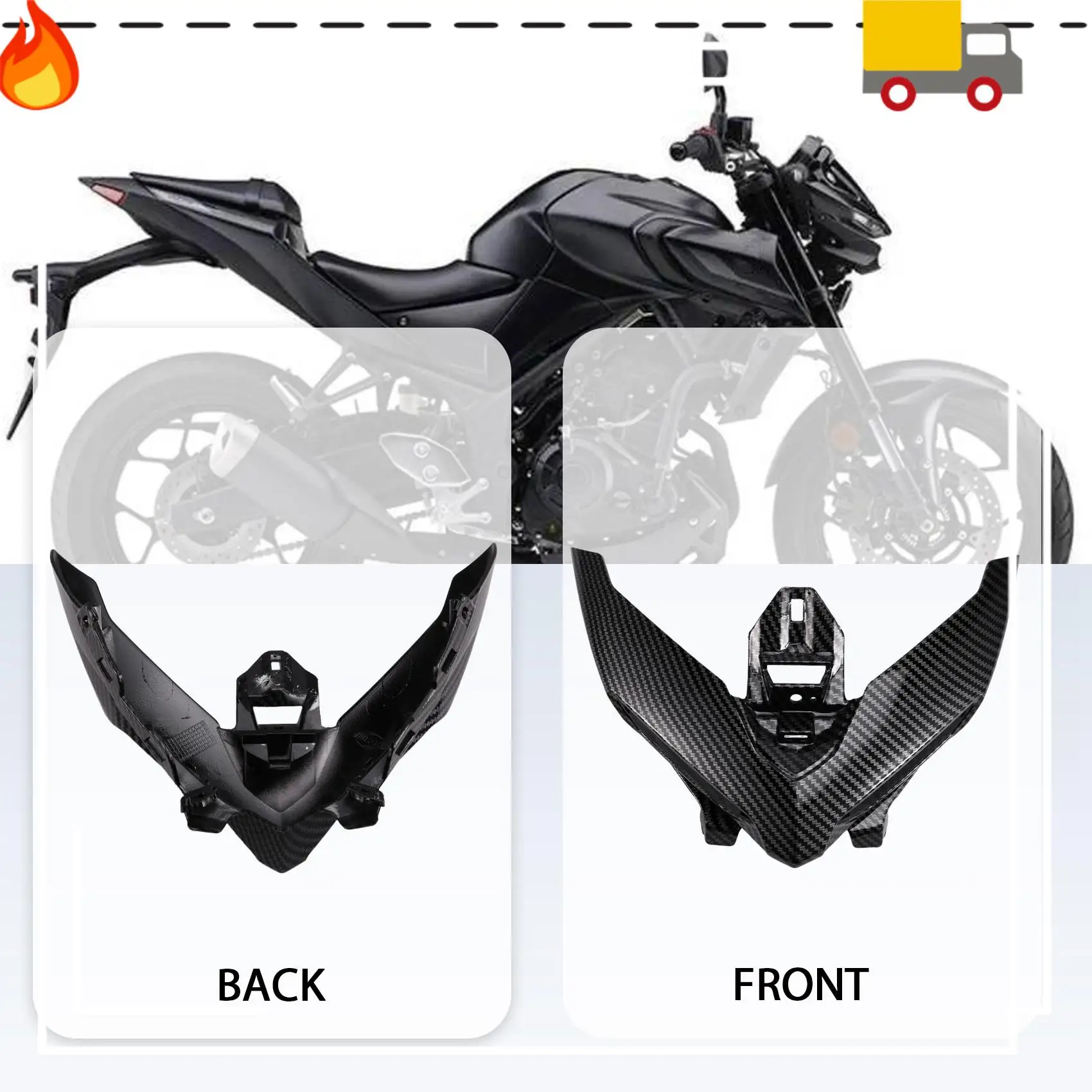 

Discount-Motorcycle Upper Front Nose Fairing Headlight Cover Cowling Head Panel For Yamaha MT-03 MT03 2021-2023