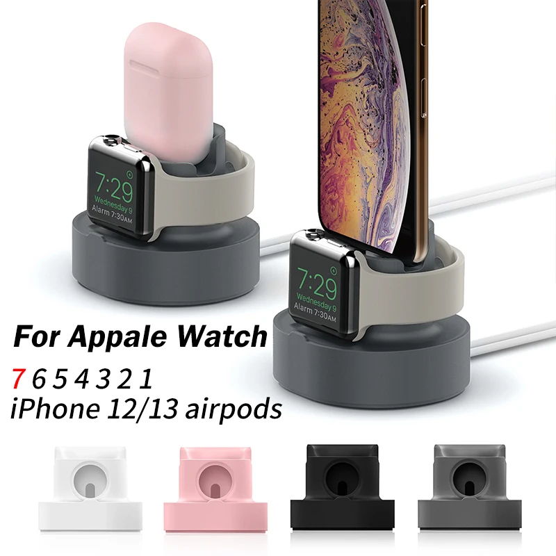 Silicone Charge Stand Holder Station for Apple Watch Series 3 4 5 6 Charging Stand Bracket Base Smart Accessories 38 40 42 44 mm