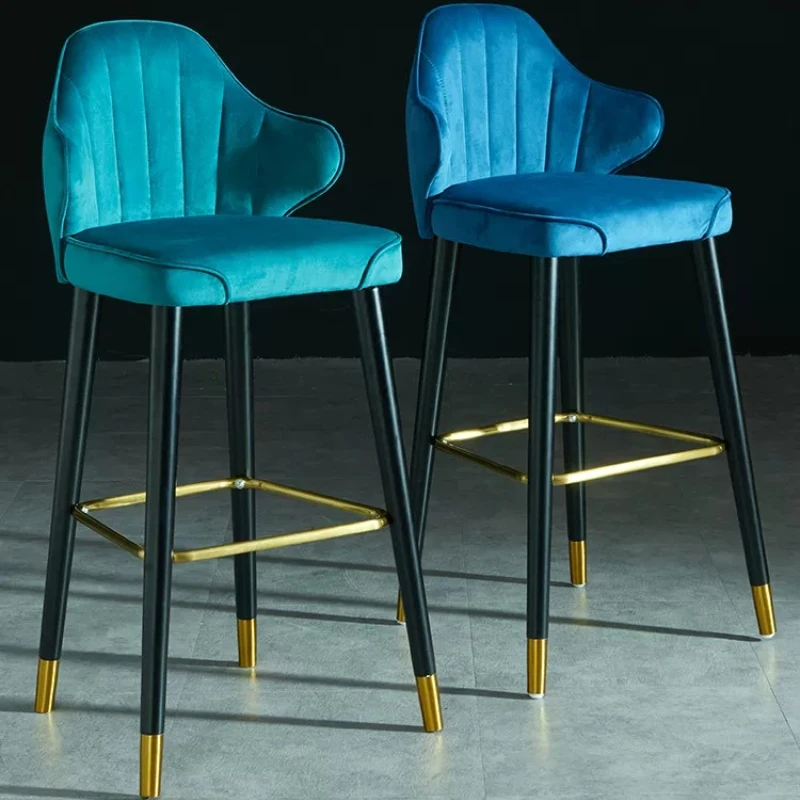 Silla de Bar de Lujo, Moderna, Estilo Nórdico, de Metal con Respaldo, Silla de Bar Relajante para Interiores, Chaise De Bar, Muebles Nórdicos para Cocina
