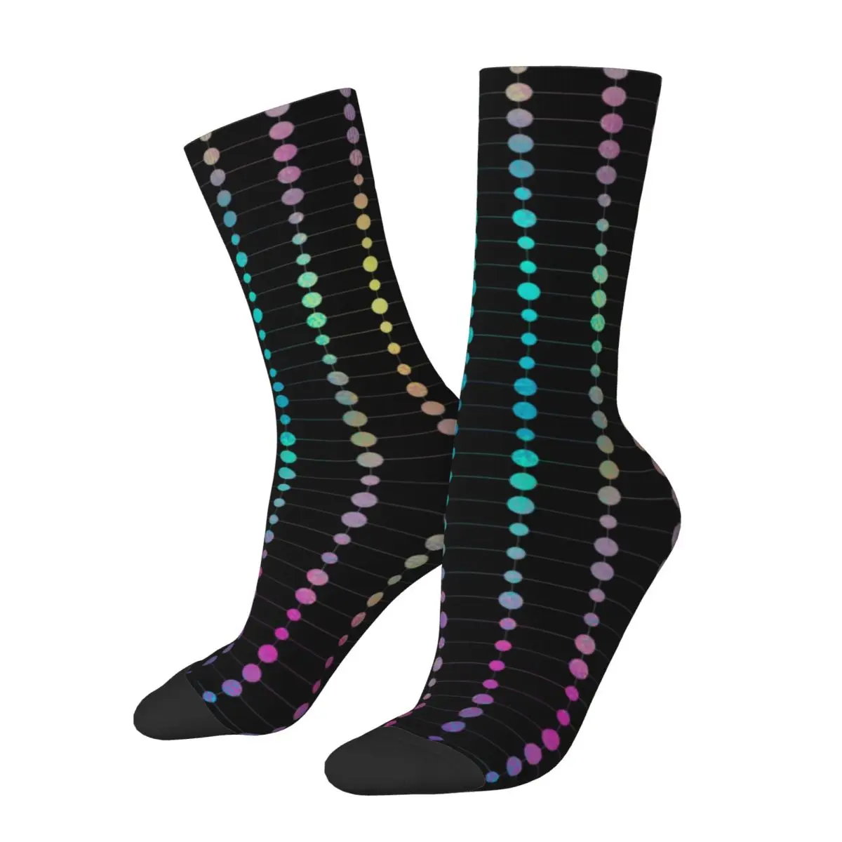 Colorful Dots And Stripes Socks Elegant Modern Print Retro Stockings Women Men Running Sports Socks Autumn Anti Sweat Socks