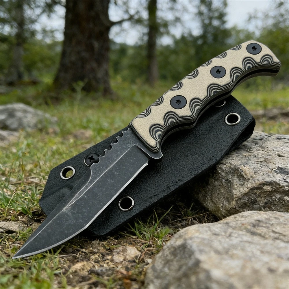 

Tactical Hunting Fixed Blade Knife - 7Cr13Mov Blade G10 Handle with Sheath Outdoor Camping Survival EDC Tool for Men's Gift