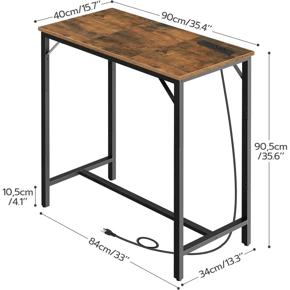 Charging Station Bar Table, Rectangular Pub Height Table, High Top Coffee Table, Counter Height Dining Table, Slim Long Table, 3