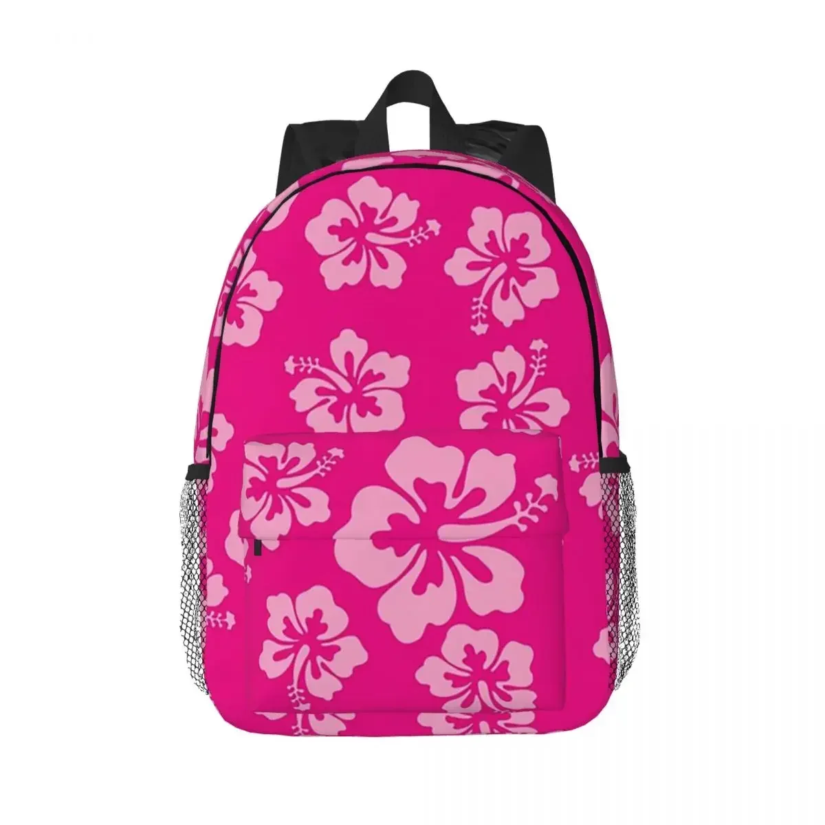 Bright Pink Hibiscus Hawaiian Flower Aloha Backpacks Boys Girls Bookbag Cartoon Children School Bag Laptop Rucksack Shoulder Bag