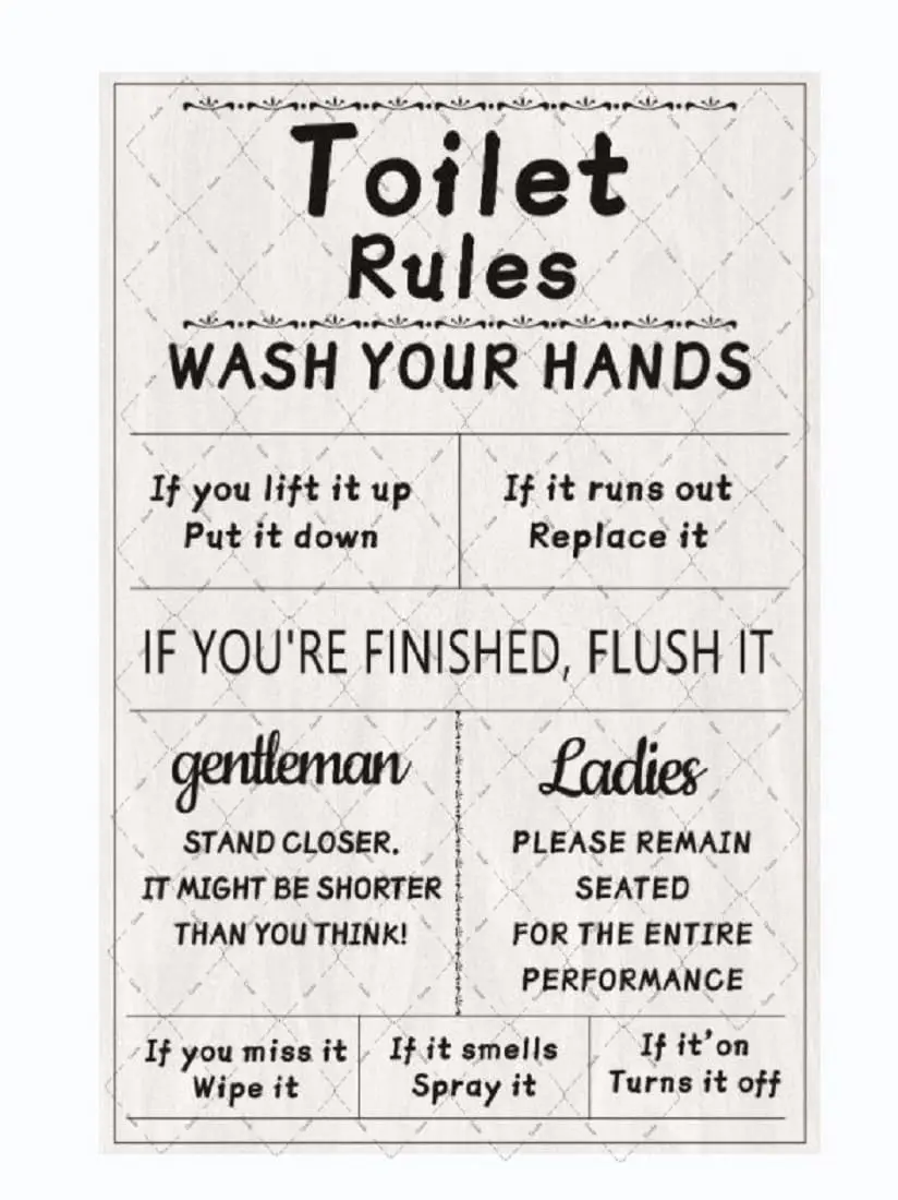 Cusde Toilet Rules Metal Tin Sign Wash Your Hands Home Decoration Vintage Wall Decor Poster Retro Decor Wall Art for Bathroom Re