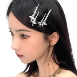 Y2K Star Cross Hair Clips Cool Crystal Sliver Hairpins Bobby Pins Sweet Cute Metal Hair Accessories for Girls Women Gifts