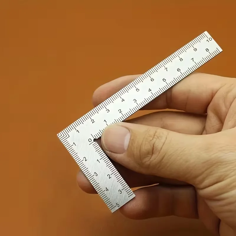 Mini L-Shaped Stainless Steel Ruler - High-Precision Thick Right Angle Tool for Leather Craft & Small Measurements