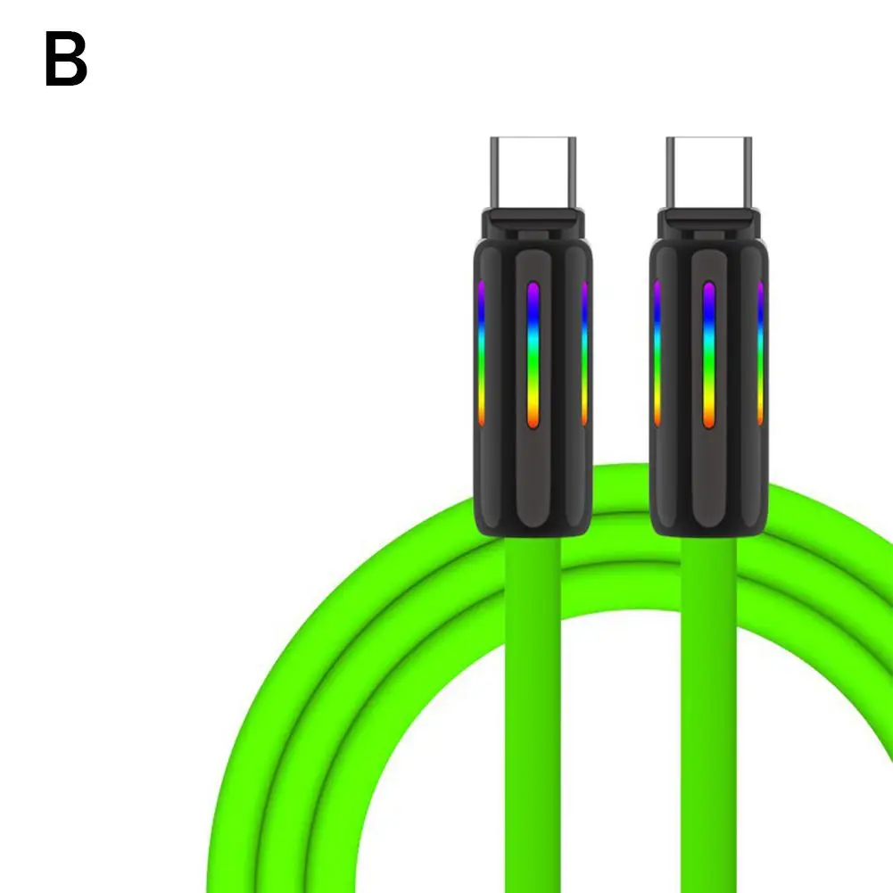 100W Silicone Fast Charging Cable With Seven-color Breathing Light Type C USB C Data Cable For Samsung For X Q9V0