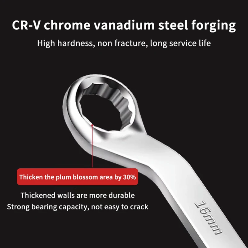 Double-Head Plum Wrench Set Extended Two-in-One Design Mirror Polished Chrome Internal Hex Perfect For Auto Repair