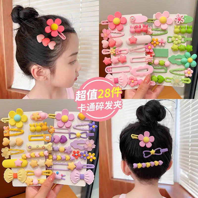 14Pcs/Set Girl Bows BB Clip Cute Baby Hair Clip Flower Hairpins Kids Hairdresses Barrettes Bangs Hair Accessories