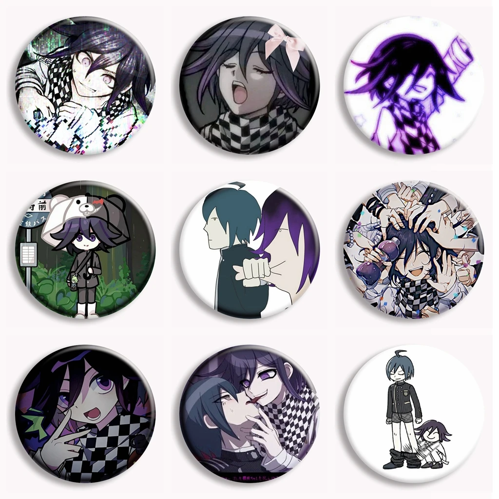 Kokichi Ouma Shuichi Saihara Danganronpa V3 Button Pin Brooch Dangan Ronpa Fun Meme Badge Bag Decor Fans Collect Friends Gifts