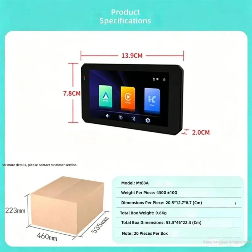 5 Inch Waterproof Wireless CarPlay Smart Screen, Motorcycle Navigation Display And Driving Recorder