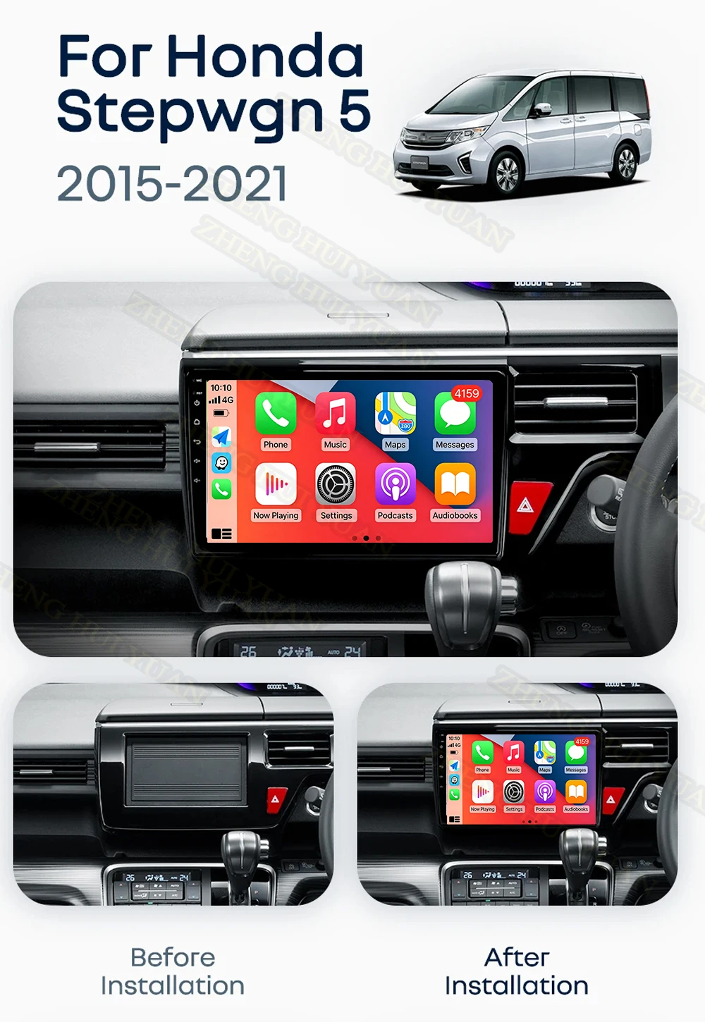 Android 16 Carplay&Auto Car Radio Navigation Multimedia Stereo Player QLED GPS For Honda Stepwgn Spada 5 2015 - 2021 Right hand