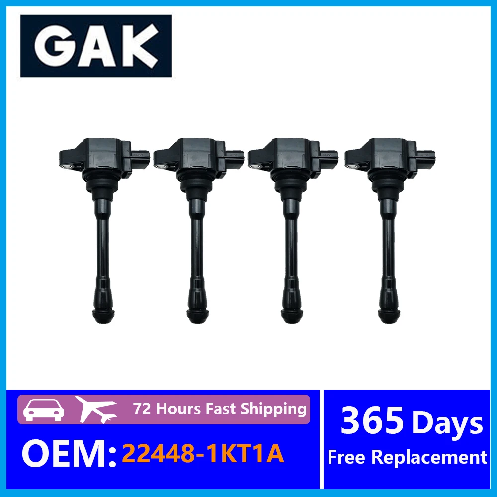 4PCS 22448-1KT1A GAK Ignition Coil Accessories For NISSAN QASHQAI I 370Z JUKE X-TRAIL III MICRA IV BLUEBIRD SYLPHY TEANA III