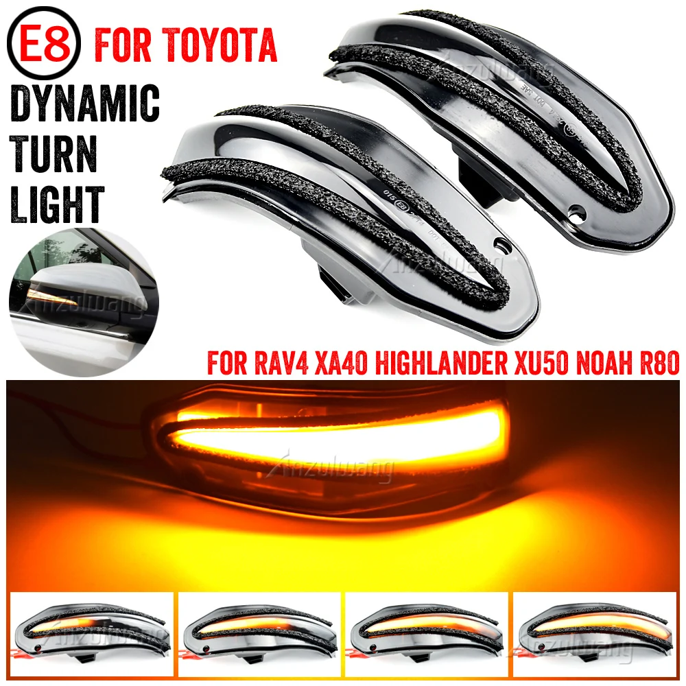 For Toyota RAV4 XA40 4Runner Highlander XU50 Kluger Noah R80 Side Mirror Blinker Indicator Lamp LED Dynamic Turn Signal Light