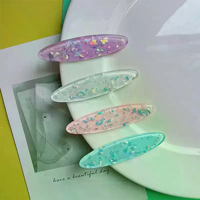 10Pcs Color Sequins Effect Geometry Rectangle Ovals Shape Acrylic Beads Diy Jewelry Hair Accessory