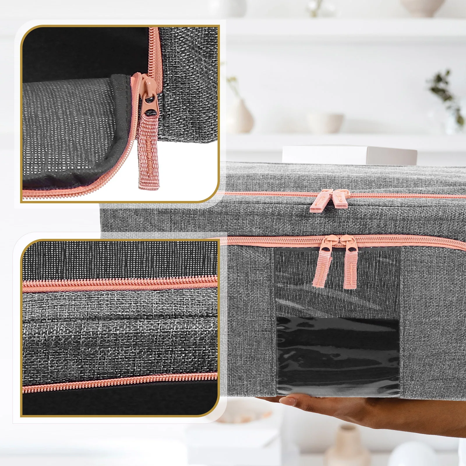 

Multi-Function Storage Box Zipper Lid Large Capacity Clothes Organizer Storage Container Home Dorm Nursery Basket