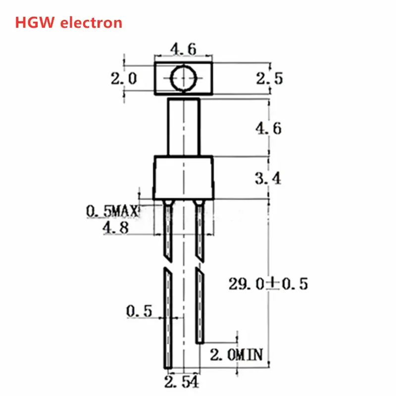 Diodes électroluminescentes multicolores à dessus plat de 2mm, 100 pièces, rouges, jaunes, bleues, vertes, F2, hautes jambes plates longues