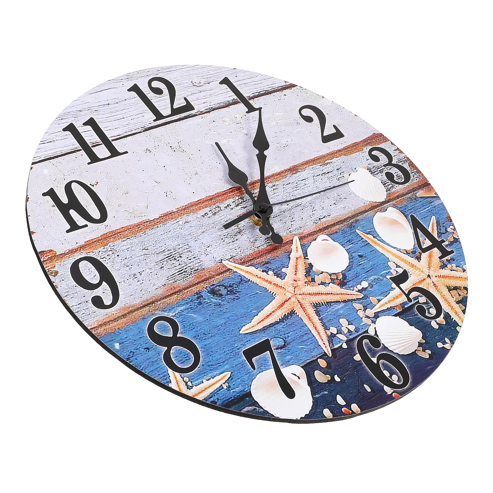 

Seashell Beach Wall Clock Wooden Silent Mechanism No Noise Stable Home Office Bedroom Wall Hanging Nautical Decor Clock
