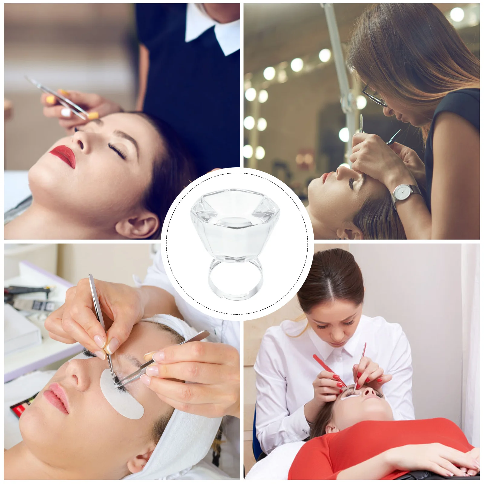 1Pcs Adjustable Eyelash Extension Ring Cup Crystal Pigment Ring Tray Glue Holder Eyelash Grafting Tattoo Beauty Supplies