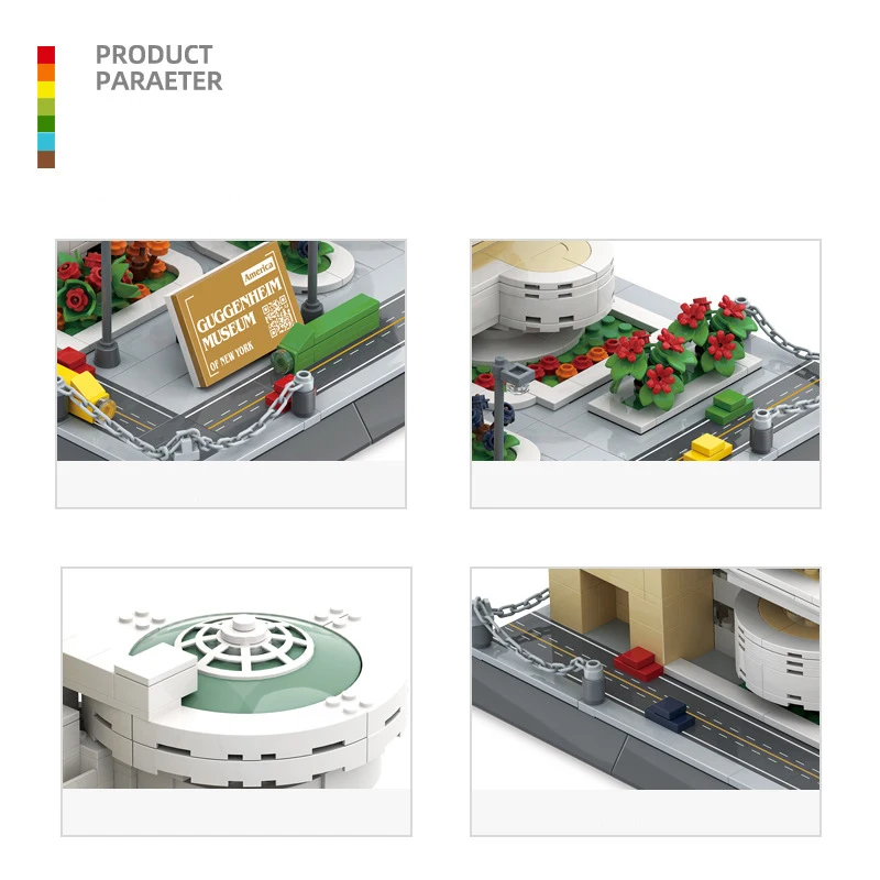United States Famous Art Architecture New York Guggenheim Museum Building Block Model Brick Educational Toys Collection For Gift
