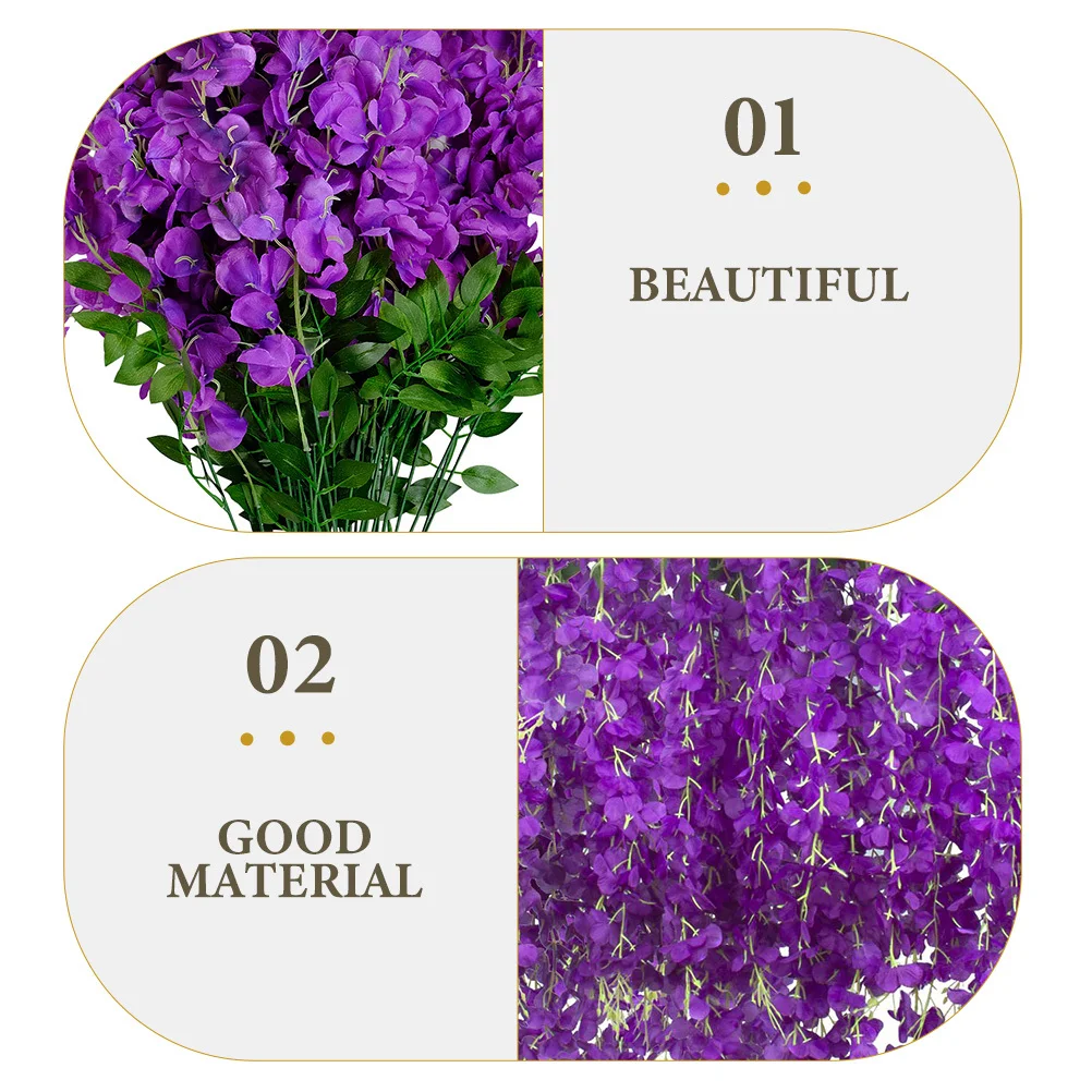

12Pcs Artificial Wisteria Flower Vines Lifelike Hanging Decor for Walls Doors Festive Scenes 120cm Wisteria Hanging Flowers