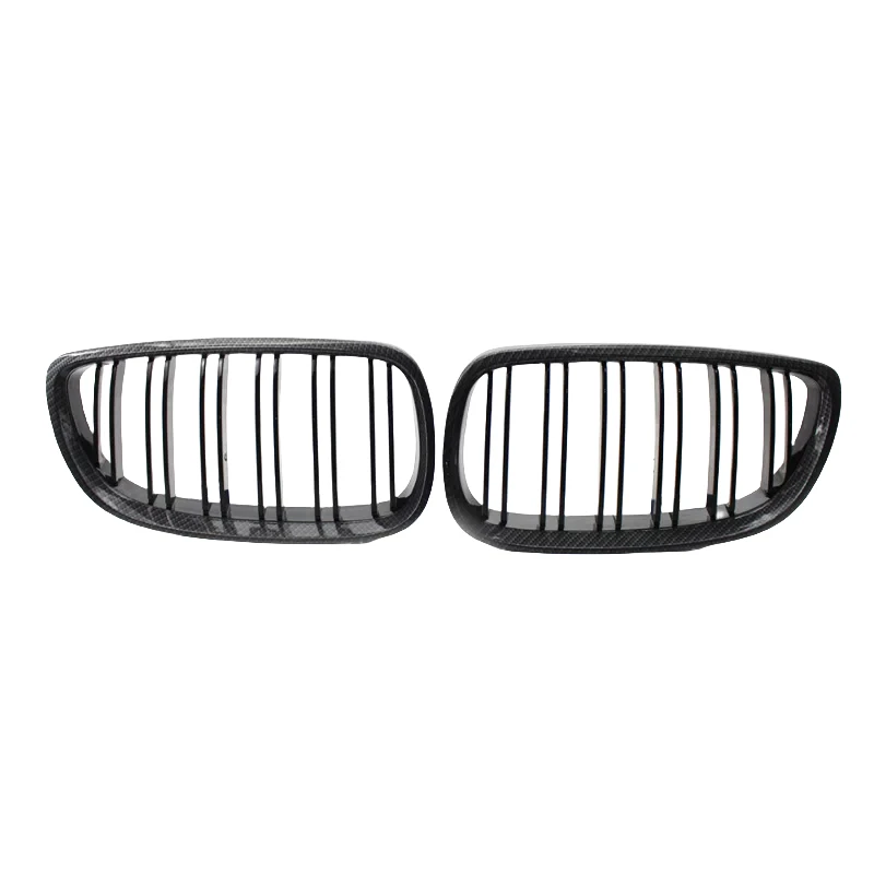 

For BMW E92 LCI E93 318i 320i 328i 335i 06-09 Carbon Fiber Look Style Double line Front Bumper Kidney Grill Grille 2 Door