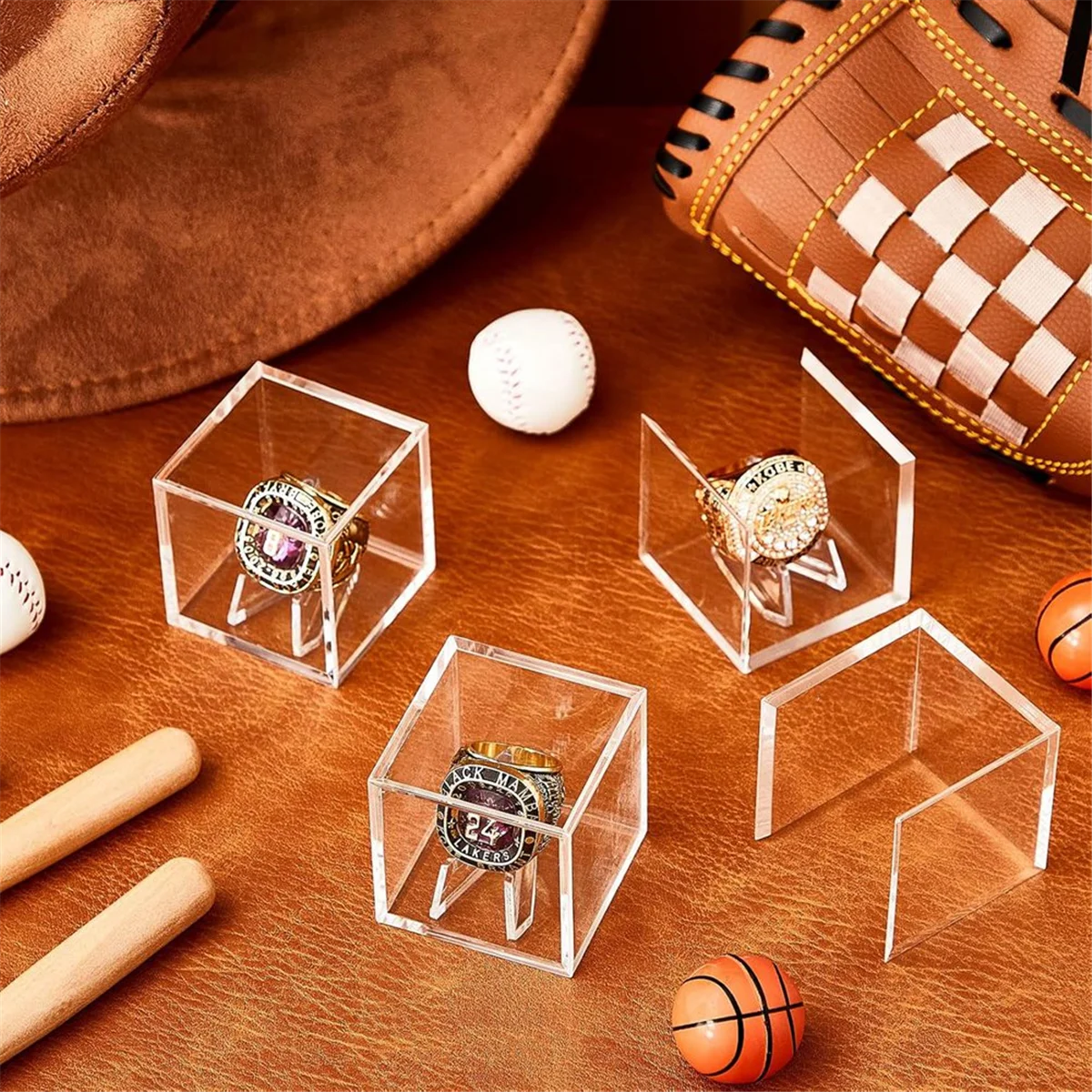 Championship Ring Display Case Clear Acrylic Display Case Mini Acrylic Easel Stands Challenge Coin Holder SQ