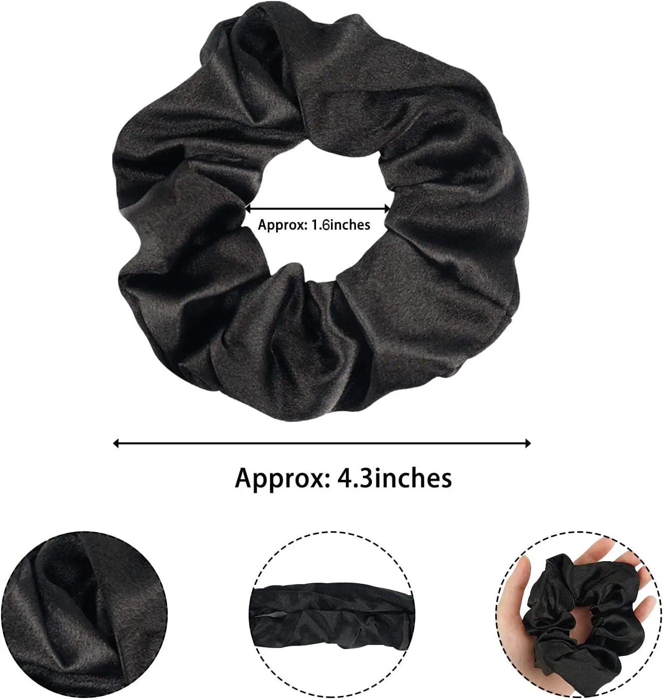 6 Pcs Satin Scrunchies Elastic Hair Bands Satin/Velvet Hair Ties Satin Hair Scrunchies for Frizz Prevention Polytail Holders,