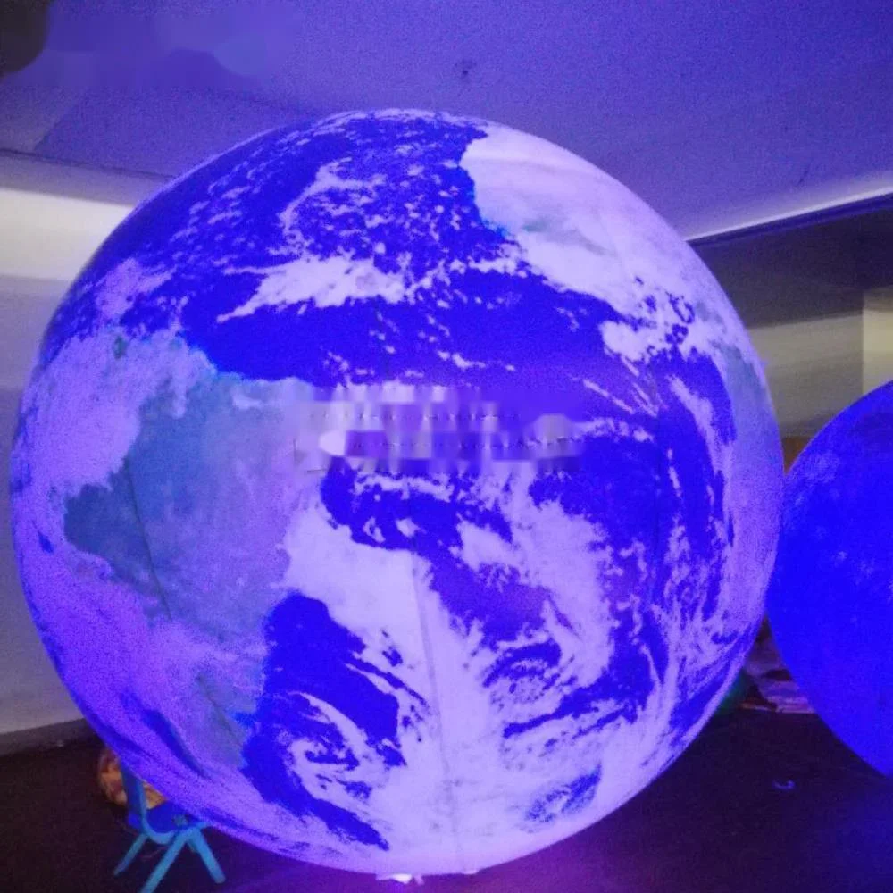 Groothandel Pvc Luchtdichte Gigantische Opblaasbare Aarde Planeet Ballon Met Kleurrijke Led Verlichting 2-6M Globe Ball Populaire Evenement Bol Voor