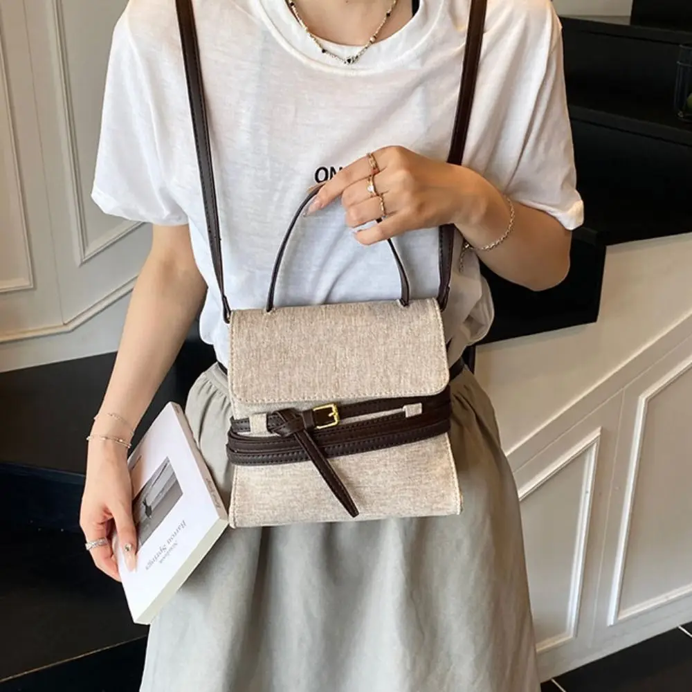 

Large Capacity Lady Flap Handbag Vintage Cloth Strap Shoulder Bag Niche Design Korean Style Retro Bucket Bag Ladies/Girls