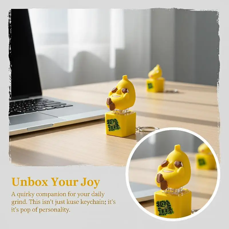 Cartoon-Bananen-Tastatur-Clicker Fidget-Spielzeug LED-Tastenkappe Schlüsselanhänger Stressabbau-Fingerspielzeug Entspannungsspielzeug – Detail 3