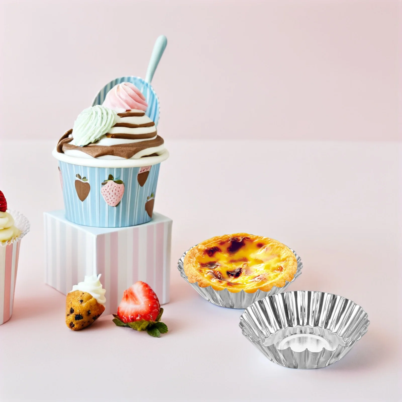 

25Pcs Aluminium Alloy Flan Mold Egg Tart Tins Elegant Design Uniform Heating Easy Release Versatile Use for Home Baking