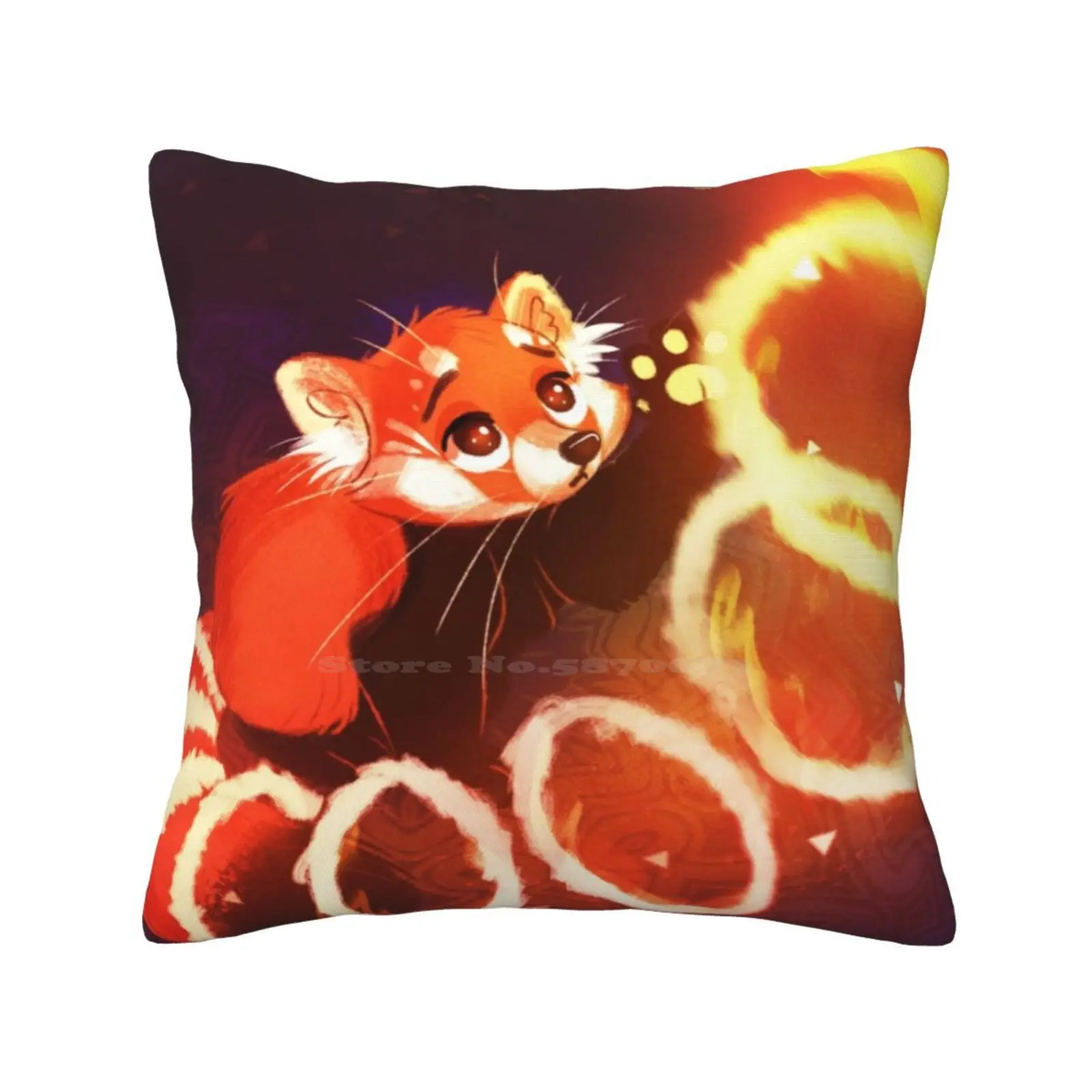 Red Panda Throw Cushion Pillow Cover Red Panda Bear Magic Rings Tail Fire Ring Emotional Burning Hope