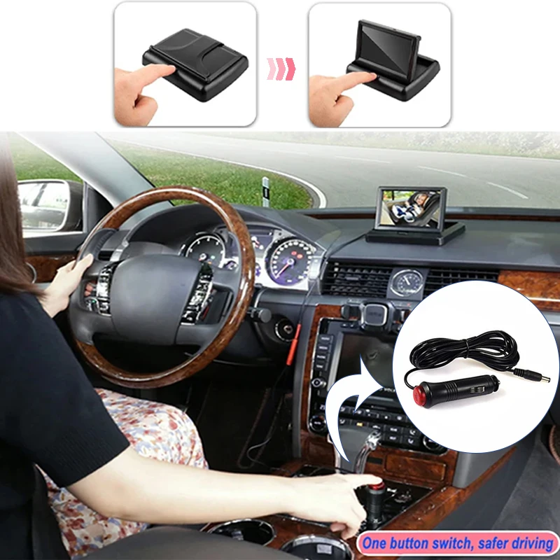 Wireless Baby Car Camera 4.3 Inch Display Night Vision Safety Monitor Observe Infant On Back Seat