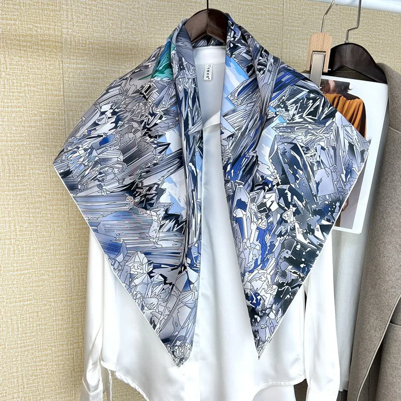 Horse Print 90 Silk Scarf Neckerchief Double Sided 100% Real Silk Bandana Scarf Shawl Hand Rolled Edges