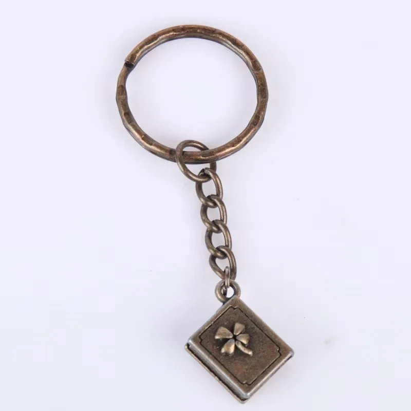 14*12*7MM vintage antique bronze Bible luck dairy book keychain metal alloy key chain key ring jewelry gift for women girl craft